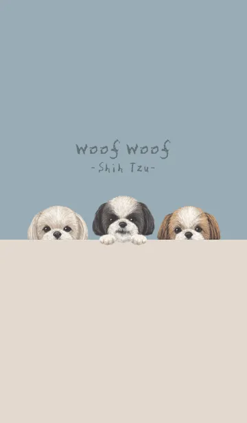 [LINE着せ替え] ワンワン - シーズー - ダスティブルーの画像1