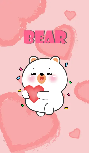 [LINE着せ替え] Cute White  Bear InLove  Theme (JP)の画像1