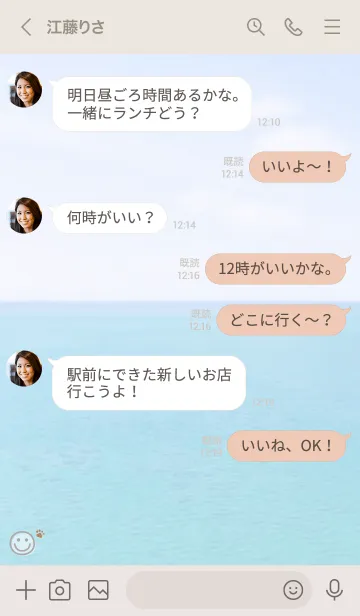 [LINE着せ替え] 海と空 肉球'モスグレー'の画像4