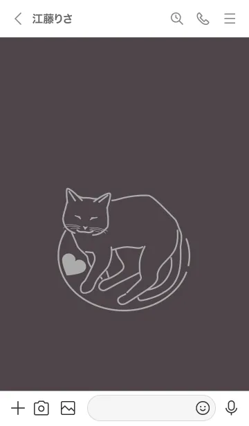[LINE着せ替え] ネコとハート Charcoal grayの画像3