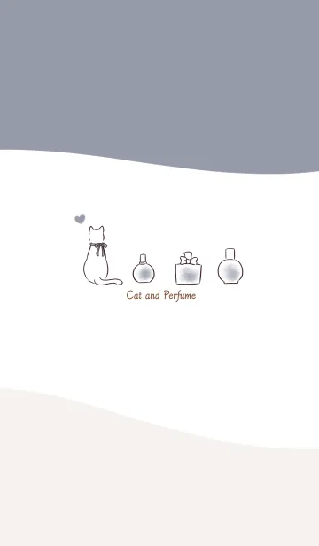 [LINE着せ替え] 猫と香水 -グレー- ウェーブの画像1