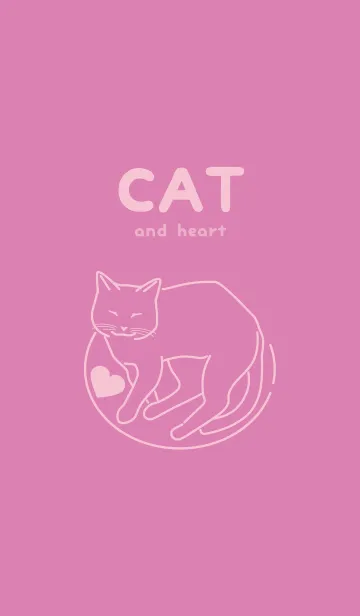 [LINE着せ替え] ネコとハート Orchid pinkの画像1