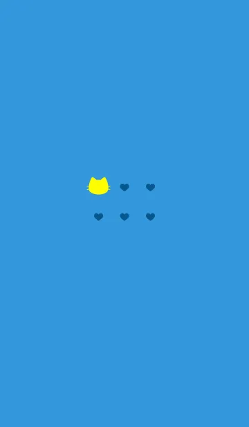 [LINE着せ替え] ねことハート(blue&yellow)の画像1