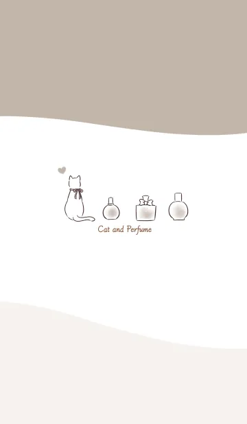 [LINE着せ替え] 猫と香水 -ブラウン- ウェーブの画像1