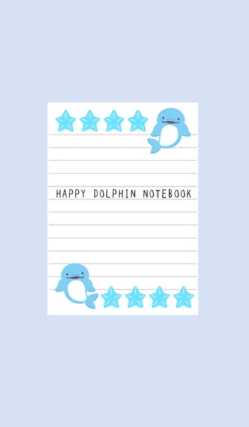 [LINE着せ替え] 幸せイルカのノート/ブルーグレイの画像1