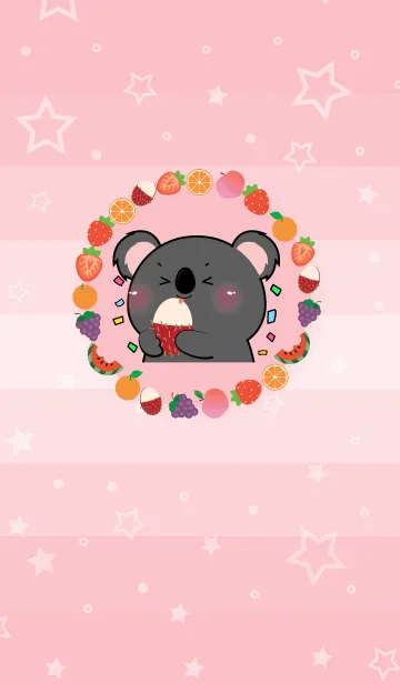 [LINE着せ替え] Simple Black Koala Love Fruit Theme (JP)の画像1