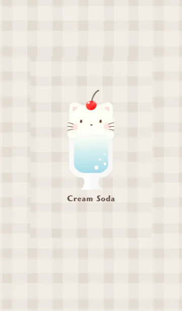 [LINE着せ替え] クリームソーダ -ねこ- ソーダ チェックの画像1