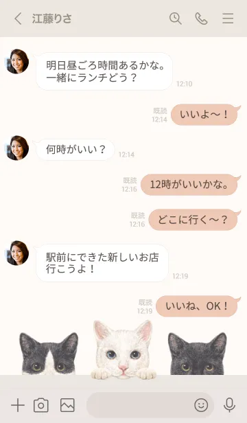 [LINE着せ替え] 猫 - ミックス 02 - ベージュの画像4