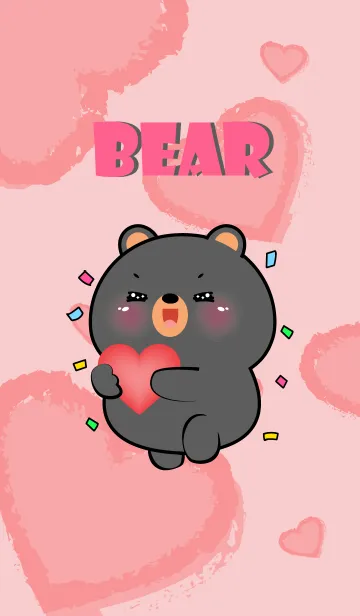 [LINE着せ替え] Cute Black  Bear InLove  Theme (JP)の画像1