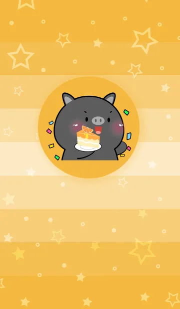 [LINE着せ替え] Simple Black Pig Love Orange Theme (JP)の画像1