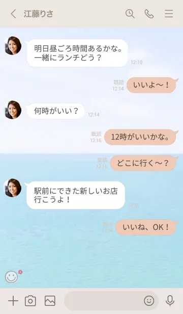 [LINE着せ替え] 海と空 お花'モスグレー'の画像4