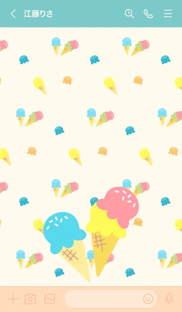 [LINE着せ替え] アイスクリームの着せかえ ピンクと水色の画像3