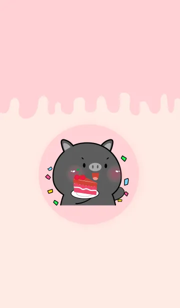 [LINE着せ替え] Simple Black Pig Love Sweet Theme (JP)の画像1