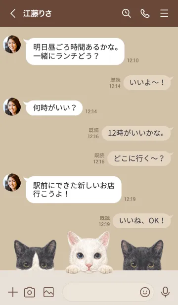 [LINE着せ替え] 猫 - ミックス 02 - ダスティベージュの画像4
