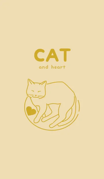 [LINE着せ替え] ネコとハート beigeの画像1