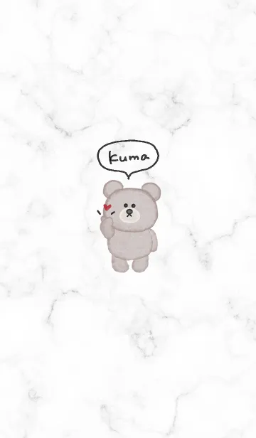クマと指ハート♥ホワイト01_1の着せ替えメイン画像