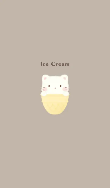 [LINE着せ替え] アイスクリーム -ねこ- ブラウンの画像1