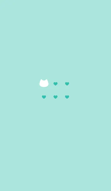 [LINE着せ替え] ねことハート(light sea green)の画像1