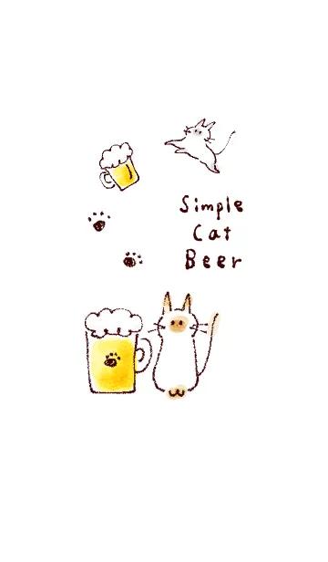 [LINE着せ替え] シンプル ネコ ビール ホワイト ブルーの画像1