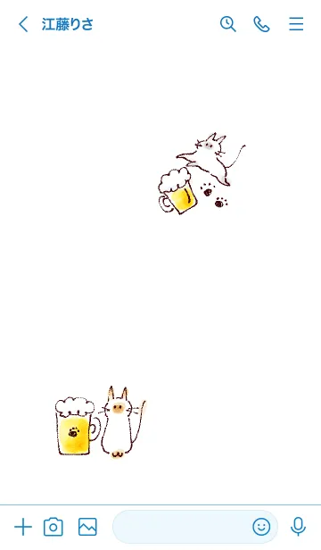 [LINE着せ替え] シンプル ネコ ビール ホワイト ブルーの画像3