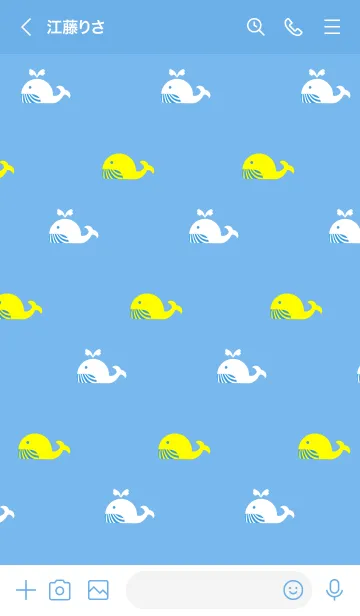 [LINE着せ替え] くじらの着せかえ 水色＆黄色の画像3