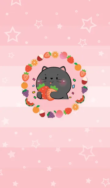 [LINE着せ替え] Simple Black Cat Love Fruit Theme (JP)の画像1