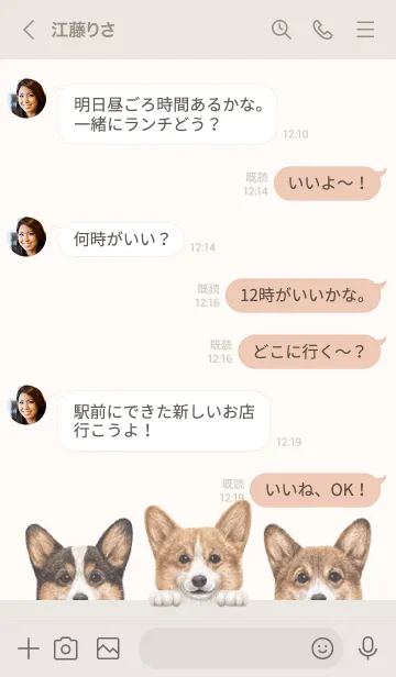 [LINE着せ替え] ワンワン - コーギー 01 - ベージュの画像4