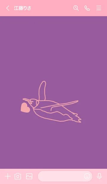 [LINE着せ替え] ペンギンとハート (Campanula purple)の画像3
