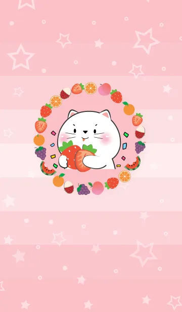 [LINE着せ替え] Simple White Cat Love Fruit Theme (JP)の画像1