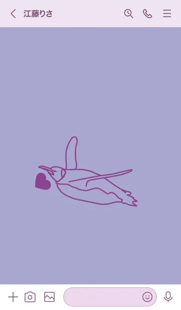 [LINE着せ替え] ペンギンとハート (ペールオーキッド)の画像3