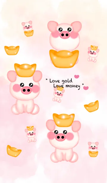 [LINE着せ替え] Happy gold Happy pig 4 ！の画像1