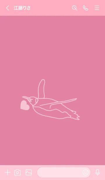 [LINE着せ替え] ペンギンとハート (Deep Orchid Pink)の画像3