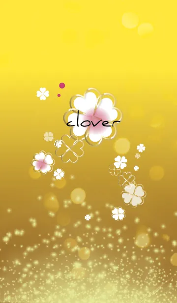 [LINE着せ替え] ピンク : 金運ゴールド&クローバーの画像1