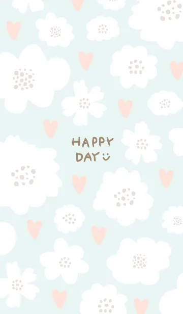 [LINE着せ替え] ハートと白い花30の画像1