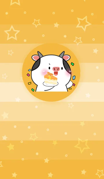 Simple Cow Love Orange Theme (JP)の着せ替えメイン画像