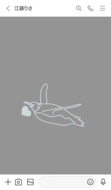 [LINE着せ替え] ペンギンとハート (鼠色)の画像3