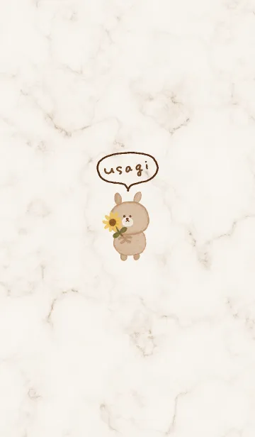 [LINE着せ替え] マーブルとうさぎと向日葵♥ブラウン03_1の画像1