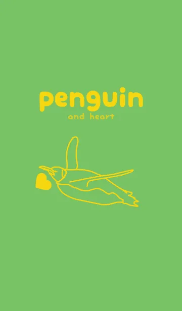 [LINE着せ替え] ペンギンとハート (Deep peep green)の画像1