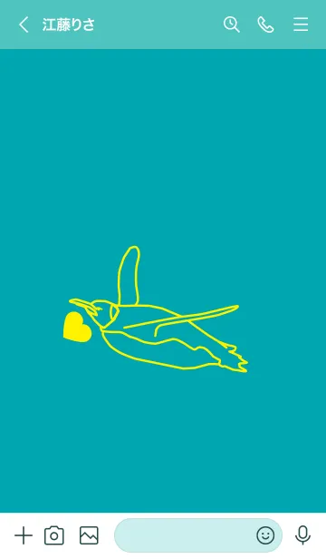 [LINE着せ替え] ペンギンとハート (薄浅葱)の画像3