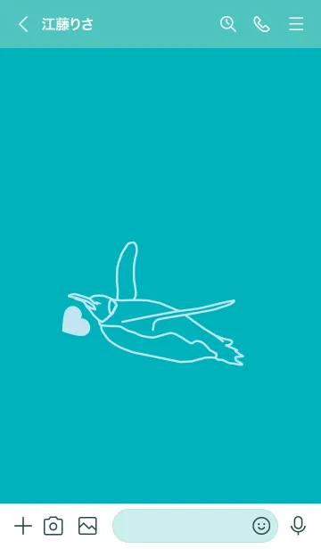 [LINE着せ替え] ペンギンとハート (アジュールブルー)の画像3