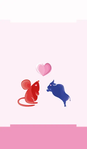 [LINE着せ替え] ekst Red（Rat）Love Blue（Cow）の画像1