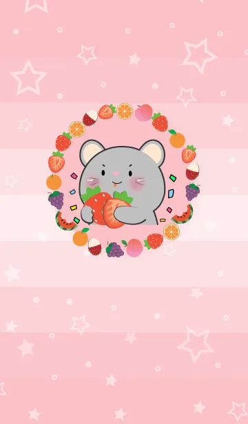 [LINE着せ替え] Simple Grey Mouse Love Fruit Theme (JP)の画像1