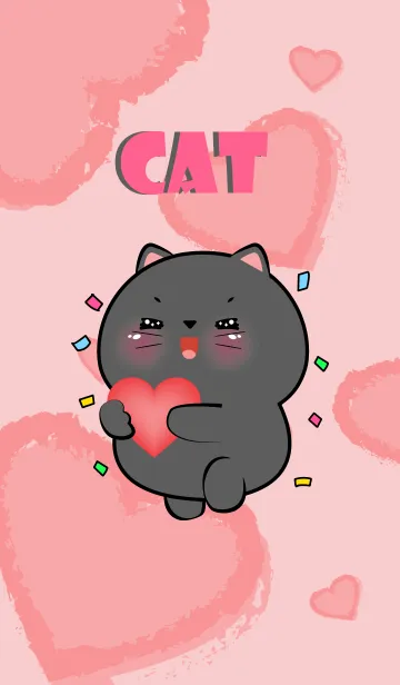 [LINE着せ替え] Cute Pink Black Cat InLove Theme (JP)の画像1