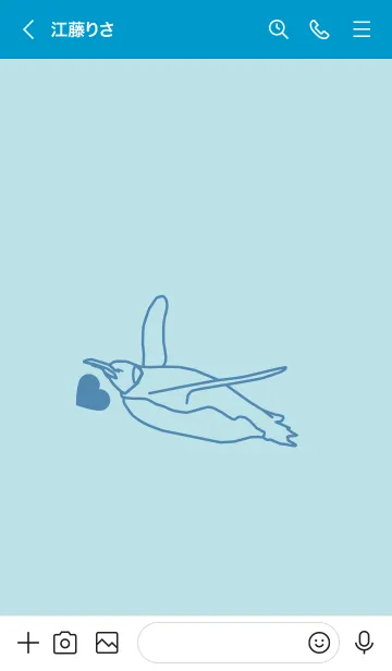 [LINE着せ替え] ペンギンとハート (水色)の画像3