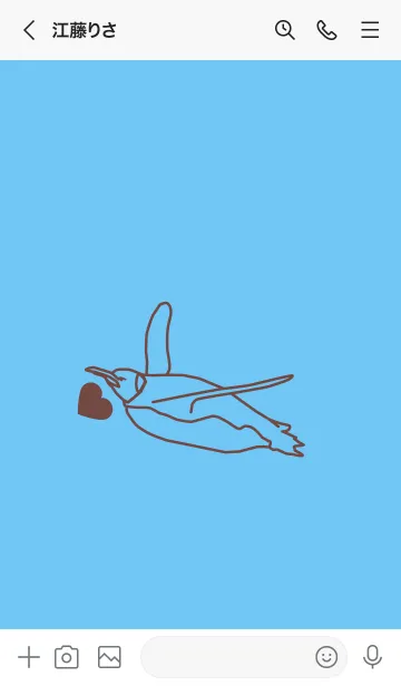 [LINE着せ替え] ペンギンとハート (Fogget Minut Blue)の画像3