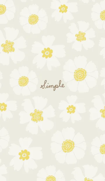 [LINE着せ替え] 白い花たくさん グレージュ3の画像1