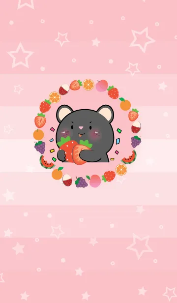 [LINE着せ替え] Simple Black  Mouse Love Fruit Theme(JP)の画像1