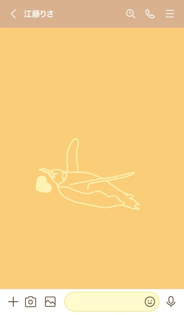 [LINE着せ替え] ペンギンとハート (Marigold Yellow)の画像3