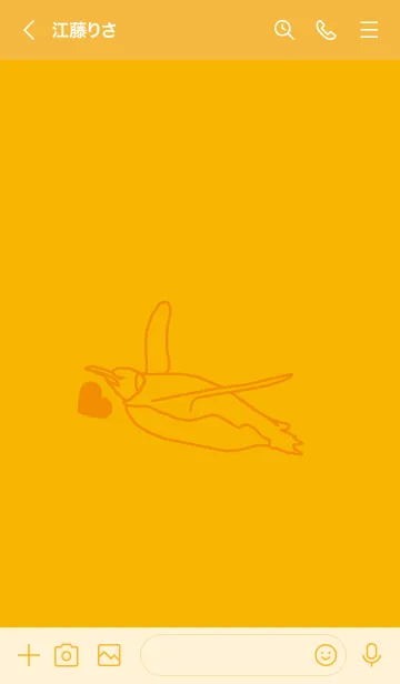 [LINE着せ替え] ペンギンとハート (山吹色)の画像3