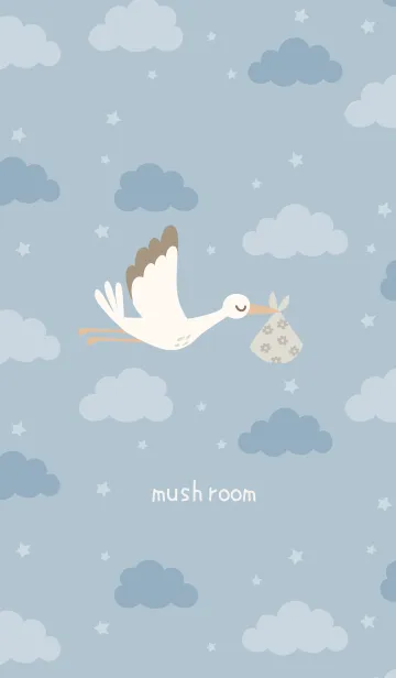 [LINE着せ替え] 北欧コウノトリ mush(ブルー）の画像1